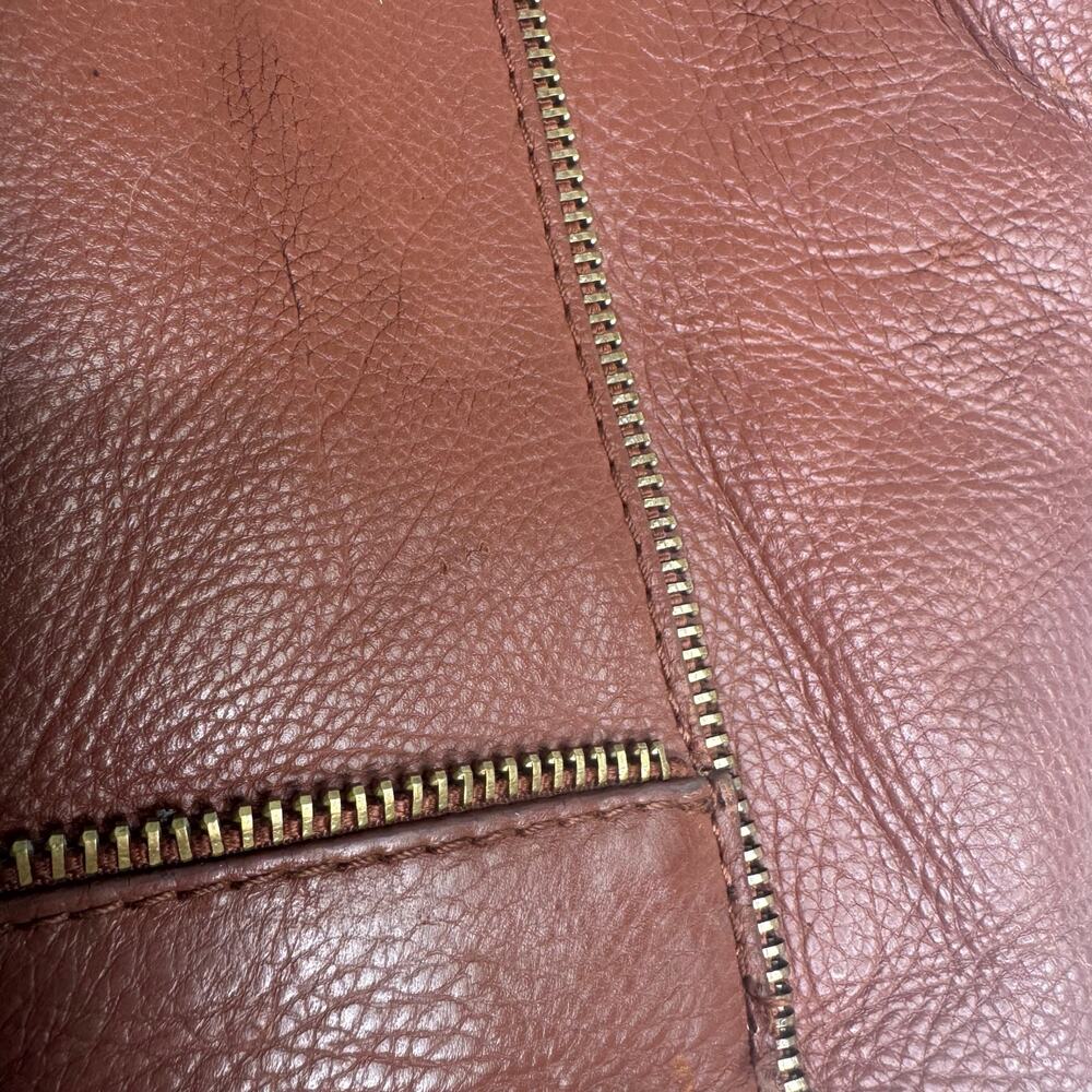 Botkier Brown Leather Tote Bag Pebbled Leather Zipper Detail Snap Soho Read - Picture 3 of 14